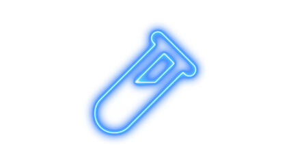 Neon vial icon blue color glow with transparent background