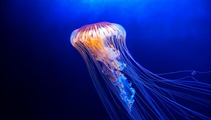 magnificent close up of an illuminated jellyfish displaying vibrant colors and patterns