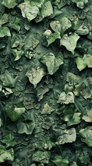 Overlapping Ivy Leaves Texture on Wall Macro Shaded Light Background