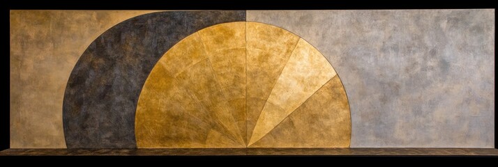 Fototapeta premium Golden Fan Abstract Art Textured Wall Decor.