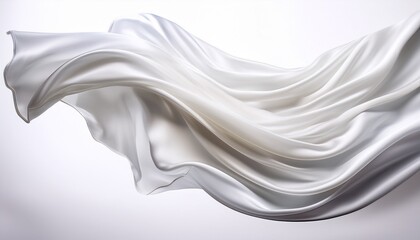 flowing white silk fabric in motion with smooth and soft texture the luxurious fabric drapes elegantly creating a sense of fluidity and grace isolated on white or white background