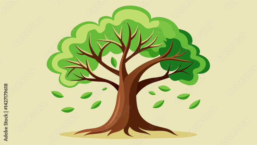 Poster a tree with a sy sy trunk but leaves that sway gracefully in the wind symbolizing the balance betwee