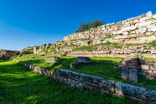 Ancient Theater Seating Wall in Eleusis Greece