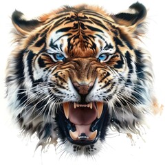 Obraz premium A breathtaking vector of a roaring tiger with fine fur textures and piercing eyes