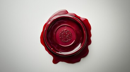 Red wax seal creates a striking and artistic visual on a plain background, showcasing a unique design and texture