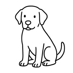 Fototapeta premium 犬の線画イラスト、シンプル、素材、アイコン、背景なし、動物シリーズ