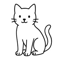 Obraz premium 猫の線画イラスト、シンプル、素材、アイコン、背景なし、動物シリーズ