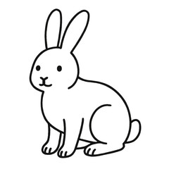Fototapeta premium ウサギの線画イラスト、シンプル、素材、アイコン、背景なし、動物シリーズ