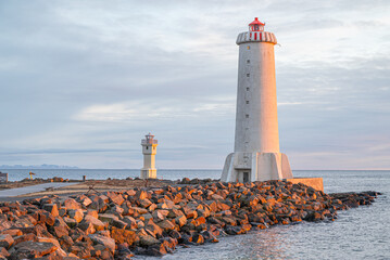 The lighthouse of town of Akranes in Iceland