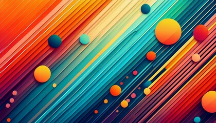 colorful abstract background with diagonal lines and floating circles