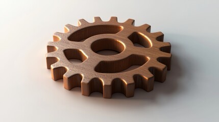 Wooden gear on a smooth surface showcasing craftsmanship and attention to detail