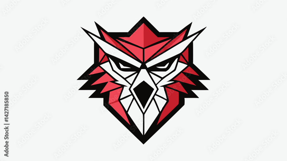 Aufkleber stylized wolf logo design featuring sharp angles and bold colors with a distinctive face on a vibran