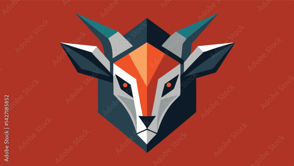Poster Stylized bull head logo featuring sharp angles and bold colors designed for modern branding or graphic projects