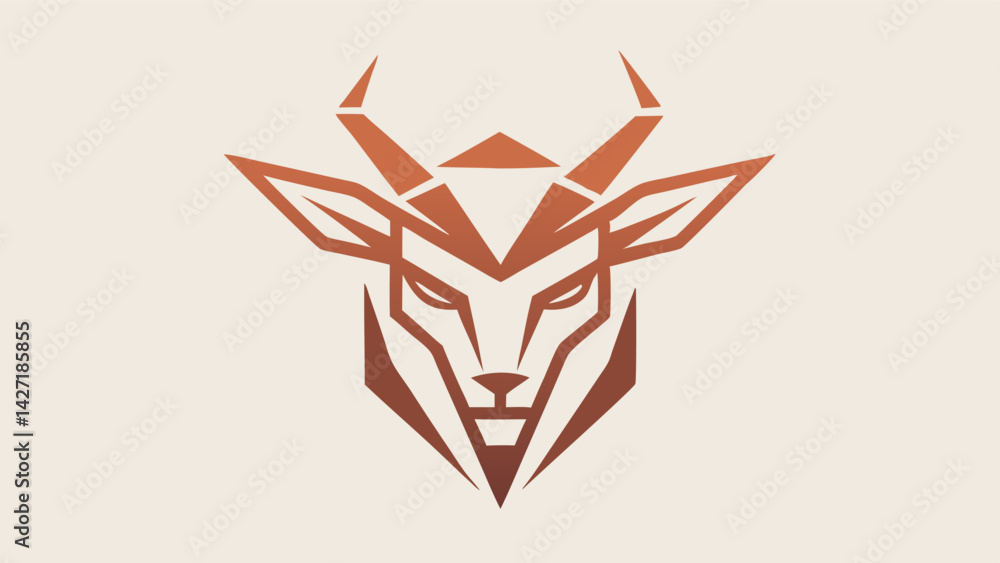 Aufkleber stylized bull head logo featuring sharp angles and bold colors designed for modern branding or graph