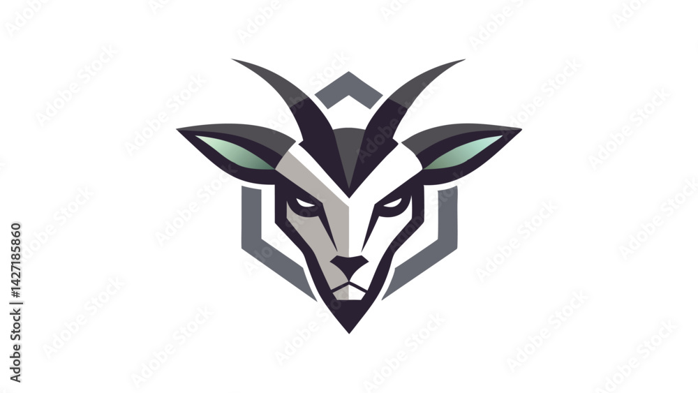 Poster stylized bull head logo featuring sharp angles and bold colors designed for modern branding or graph