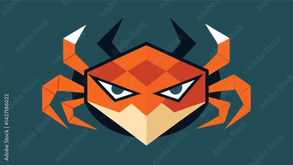 Aufkleber unique vector illustration of a stylized crab logo with bold features and vibrant colors designed fo