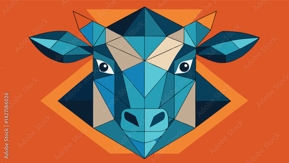 Aufkleber Geometric representation of a livestock animal designed in a modern vector style with vibrant colors and sharp angles for a contemporary aesthetic