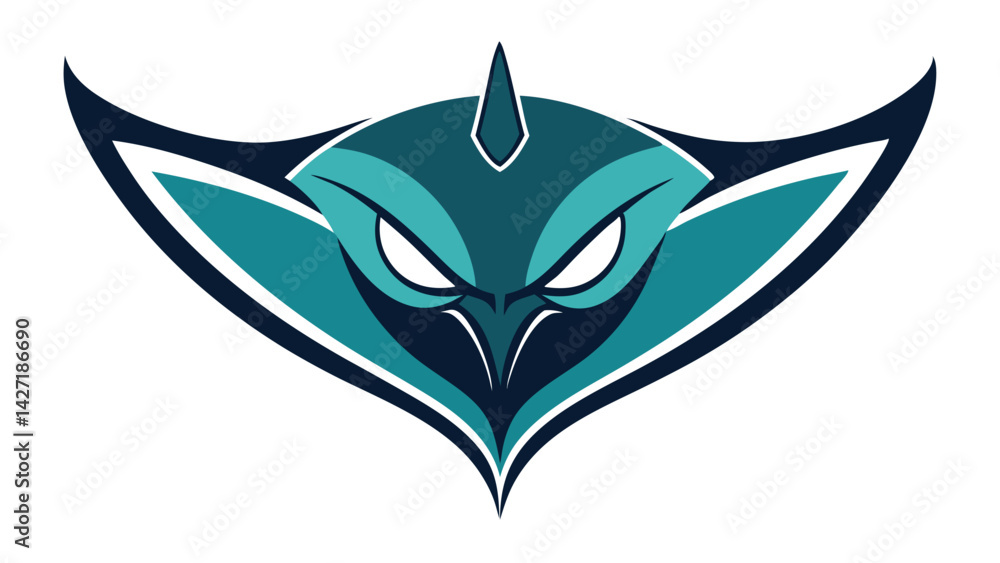Poster creative vector logo featuring an abstract design with sharp angles and a mystical bird-like figure 