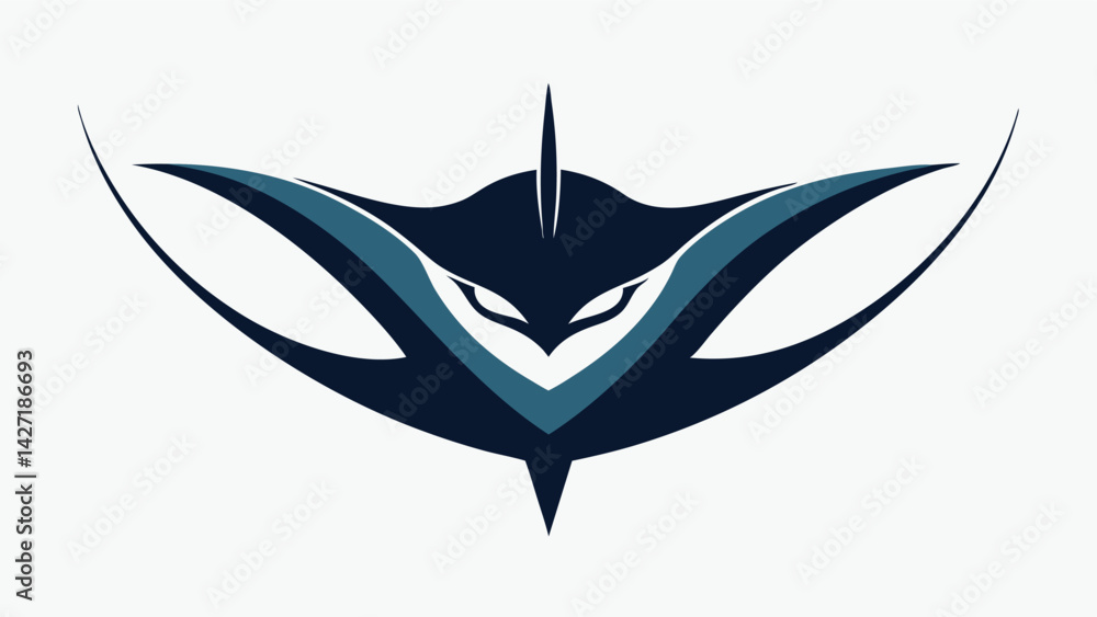 Poster creative vector logo featuring an abstract design with sharp angles and a mystical bird-like figure 