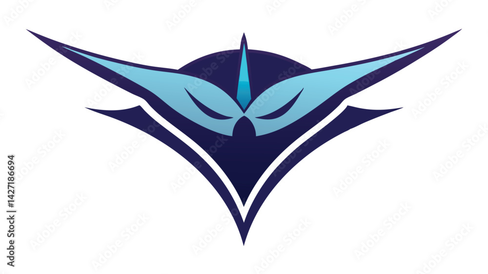 Poster creative vector logo featuring an abstract design with sharp angles and a mystical bird-like figure 