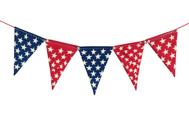 Obraz premium Decorative red white and blue bunting showcasing texture and patriotic flair isolated on white background PNG