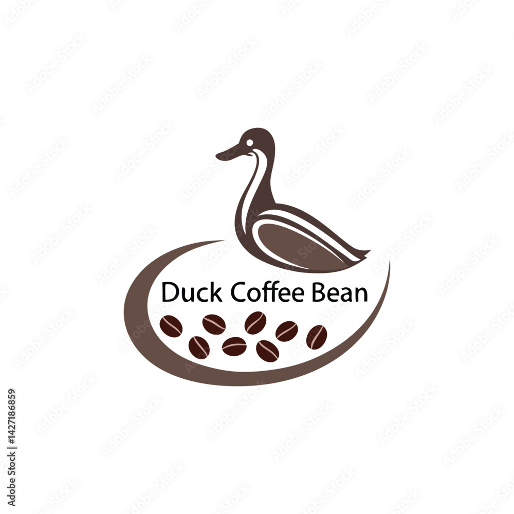 Poster Duck Coffee Bean logo featuring a duck and coffee beans in a modern and creative vector design