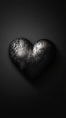 Metallic Heart on Black Background