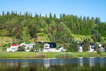 Fototapeta premium View of town of Akureyri in north Iceland