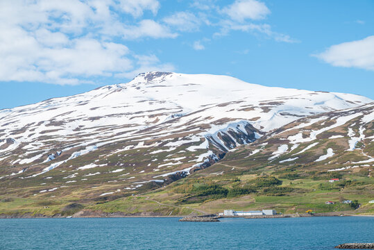 View of village of Greniv&iacute;k in North Iceland
