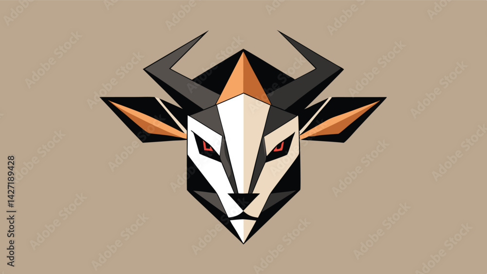 Aufkleber stylized bull head logo featuring sharp angles and bold colors designed for modern branding or graph