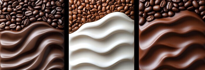 Modern design templates for Instagram stories, incorporating abstract creative backgrounds, text copy space, and coffee lineart icons, cater to coffee shops and homes with a preference for simple,