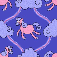 Christmas animals seamless horse pattern for wrapping paper and fabrics