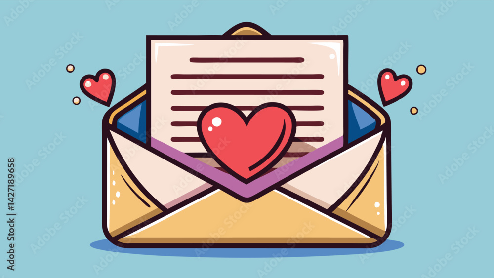 Aufkleber colorful illustration of an envelope with a heart and letter, perfect for digital communication and 