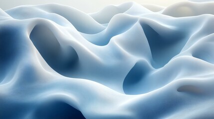 Obraz premium Abstract Organic Flowing Lines Forming a Seamless Wave Pattern in Serene Blue and White Hues, Ideal for Backgrounds and Creative Designs