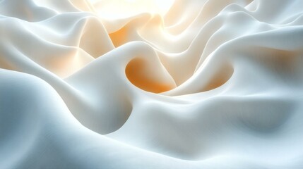Obraz premium Serene White Abstract Fabric Waves with Soft Light and Gentle Folds for Modern Background Design