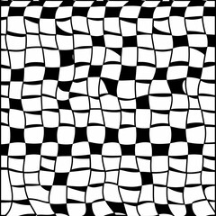 Fototapeta premium Abstract black and white warped checkered pattern background design