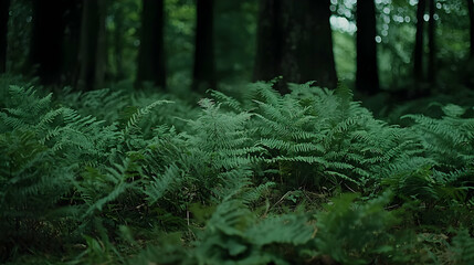 Fototapeta premium Dense Green Fern Forest Floor