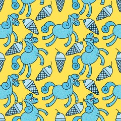 Christmas animals seamless horse pattern for wrapping paper and fabrics