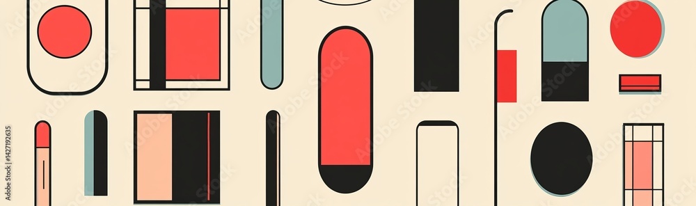 Poster abstract design elements, including linear frames and borders, are presented in a modern set for use