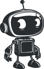Naklejka premium A playful cartoon robot character with a friendly expression and modern design elements.