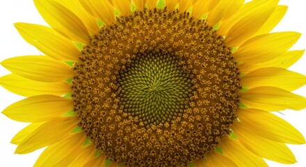 Close-up of a Vibrant Sunflower Head on White Background