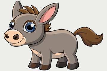 Illustration of Cute Donkey animal on white.