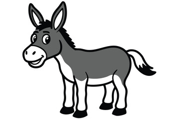 Illustration of Cute Donkey animal on white.