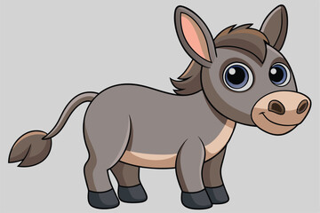 Illustration of Cute Donkey animal on white.