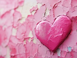 Pink Heart on Textured Pink Surface