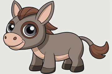 Illustration of Cute Donkey animal on white.