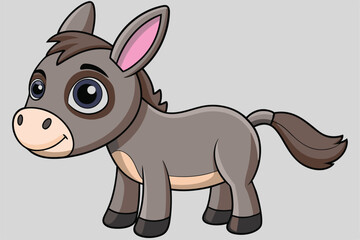 Illustration of Cute Donkey animal on white.