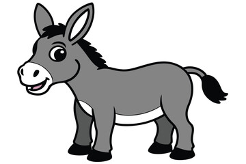 Illustration of Cute Donkey animal on white.