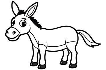 Illustration of Cute Donkey animal on white.