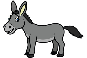 Illustration of Cute Donkey animal on white.